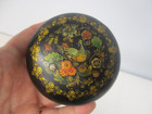Black Lacquer Trinket Box With Flowers   Bird   3  Antique Hand Painted