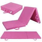 Pu Leather Gym Mat Fitness Exercise Tri-fold Tumbling Arts Workout Pink