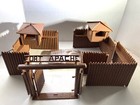 Vintage Marx Fort Apache Playset Lt Brown Stockade Walls  Gate And Block Houses