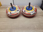 Vintage 1950s Cowboy Tin Toy Spinning Tops Made In The Usa