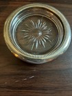 Vintage Leonard Silver Plated Crystal Glass Coasters Ashtray Made In Italy Set 4