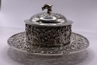 Chinese Export Silver Hung Chong   Co Cherry Blossom Dish   Under Plate C 1900