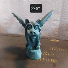 Vintage Gothic Gargoyle Statue Winged Verdigris Finish Fantasy Decor 7x6in