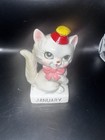 Rare Vintage Norcrest Japan Kitty Cat Birthday Month January Ceramic Figurine