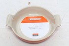 Le Creuset Flame 8  Round Stoneware 2  Deep Baking Dish 20cm With Handles Nwt