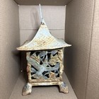 Vtg Cast Iron Hanging Pagoda Tea Light Candle Holder Garden Lantern Hummingbird