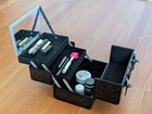 Black Studded Makeup Organizer - Portable Folding Travel Carrying Case Box Kit
