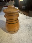 Vintage Hand Turned Wood Treen Sewing Needle Case Bobbie Pins Box Container