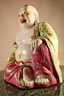 Vintage Chinese Famille Rose Porcelain Laughing Buddha Figurine  Hand-painted 6 