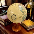 Vintage Replogle 12    World Classic Globe Wood Brass Stand 17    Tall Usa
