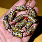 Antique Venetian Yellow Red Italian Millefiori Beads Murrine Cane African Trade