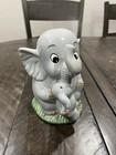 Vintage Enesco Elephant Coin Bank - Mommy Elephant With Baby Elephant  stopper