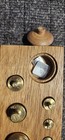 Antique Brass Troy Weight Set Ounces Dwt Pennyweight Scale Weights Wood Block