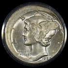 192x-d Mercury Dime     Struck 10  Off-center     10c Error Coin Pcgs Ms-64   trusted   