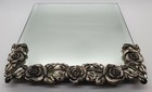 Vintage Beveled Mirror With Roses Free Standing For Table Vanity Dresser