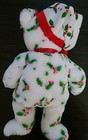 Ty Beanie Buddy 14  Christmas 1998 Holiday Teddy Bear White With Holly 2002