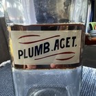Antique Apothecary Jar Labeled Plumb  Acet  Glass Pharmacy Bottle With Stopper