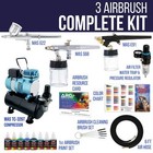 3 Master Airbrush Pro Air Compressor Kit  6 Primary Colors Acrylic Paint Set