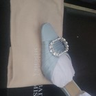 Badgley Mischka Octaviah Blue Satin Slingback Pumps W  Crystal Buckle