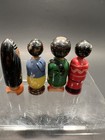 Vintage Painted Wood Indian Figures  5  Native Miniature Dolls Rare