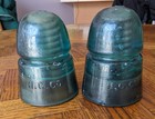 2 Hemingray Aqua Beehive Glass Insulators Some Discoloration And Wear