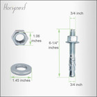 3 4 Inch Wedge Anchor Bolts 6-1 4 Inch Long Concrete Anchors 10 Pack