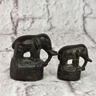 Antique Burmese Bronze Elephant-shaped Opium Weights Set Of 6 Sunburst Stamped