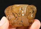 4cm Old Chinese Dynasty Natural Agate Onyx Sheep Goat Head Yubi Amulet Pendant