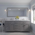 72  Gray Double Bathroom Vanity Cabinet W Cultured Marble Countertop Round Sinks