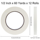 Masking Tape 1 2 Inch X 60 Yards - 12 Rolls  White Masking Tape  No Residue Pain