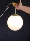 Vtg Mcm Mid Century Modern Glass Orb Sphere 12  Globe Pendant Light Fixture