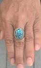 New Navajo Verna Blackgoat Sterling   Spiderweb Turquoise Ring Sizes 8 And 8 1 2