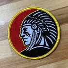 Indian Chief Headdress Emblem Patch Iron-on Embroidered Red Round Logo