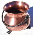 Vintage 7 1inch Copper Cauldron Pot Hammered With Iron Swing Handle 1 1lb