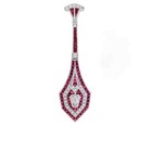 Art Deco Vintage Style Lab Created Ruby Diamond 14k White Gold Fn Drop Earrings