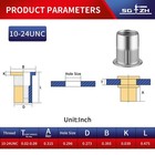 115 Pcs Rivet Nut 1024unc Stainless Steel 304 Flat Head Threaded Insert Nuts