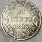 1885 Newfoundland 20 Cents Silver Coin Victoria D g  Reg  Circulated Uncertified