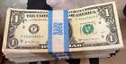 100 Bank Pack One Dollar Bills Avg Circulated Bep Strap      U s Currency