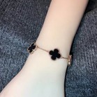 Van Cleef   Arpels Vintage Alhambra Bracelet 5 Motifs Onyx Yellow Gold