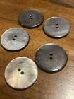 Vintage 1930 Lot Of 5 Carved Real Grey Silver Mother Of Pearl Buttons 1 Inch