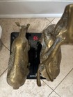 Vintage Pair Of Large Brass Deer Figurine Statues Buck 13    Doe 8    Heavy Rustic