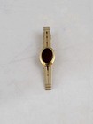 Vintage Anson Gold Tone Tie Clip Clasp   Collar Bar Red Glass Cabochon