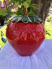 Vintage Strawberry Cookie Jar Usa California Pottery 8215 Vtg Brown Stem Bright