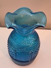 Blue Clevenger South Jersey Glass Blown 3 Mold Boston Sandwich Vase