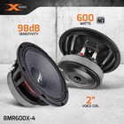 1x Prv Audio 8mr600x-4 Car Audio Midrange 8  Speakers 600w 4 Ohm 98db X Series