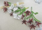 Vintage French Glass Beaded Flower  Handmade Art Decor Red And White