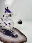 Hand Blown Glass Dragon On Amethyst Figurine 