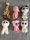 Ty Beanie Boos Lot Of 6 Plush Giraffe Octopus Pig Cat Dalmatian Dog White Bear