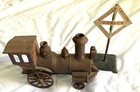 Vintage antique Cast Iron Railroad Train  as-is    Tin Railroad Crossing Sign