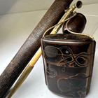 Japanese Antiques Wooden Inro Tobacco Case From The Edo Period Musical Instrumen